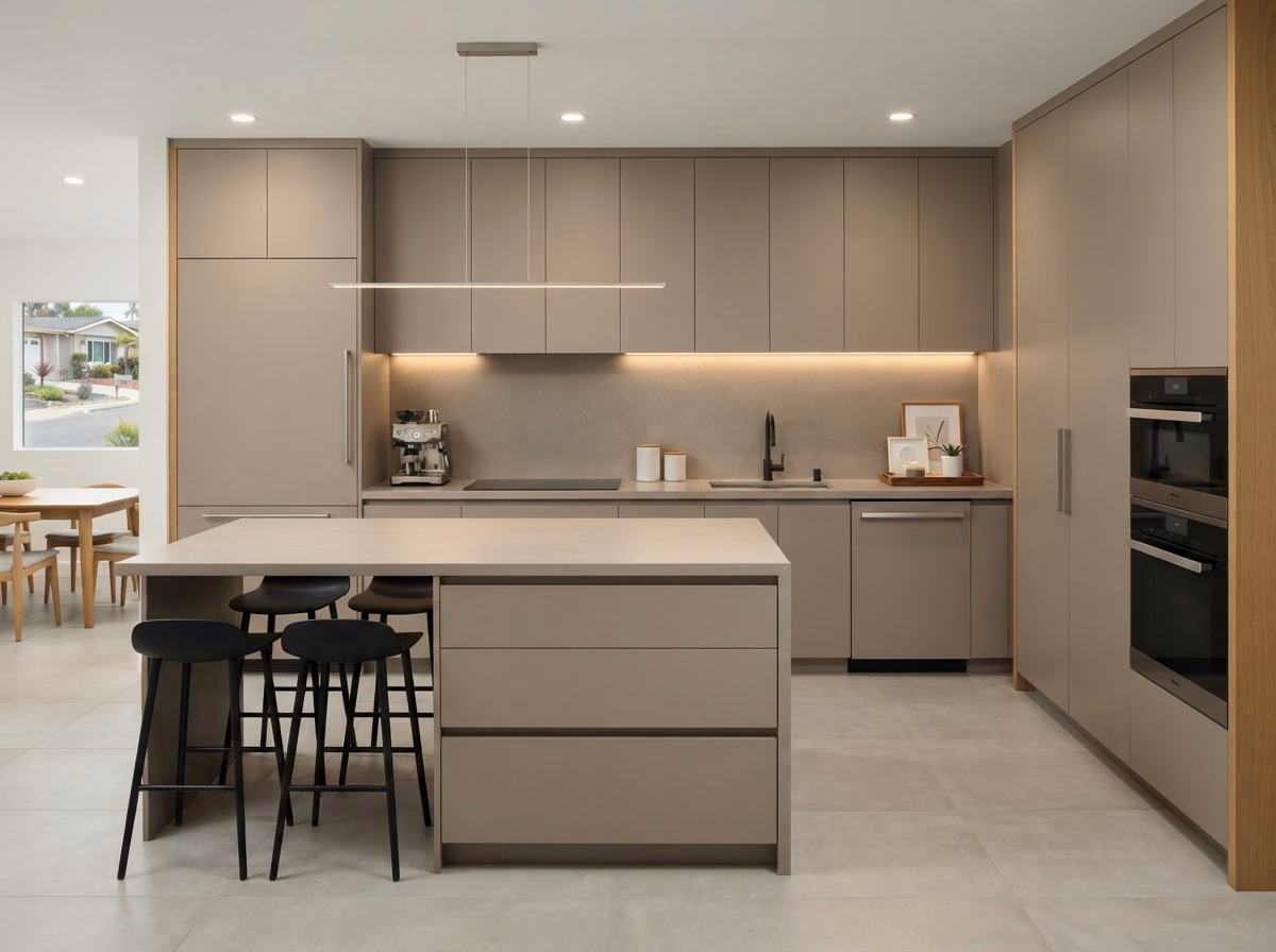 Flat Panel Slab Cabinet Style in San Diego County.