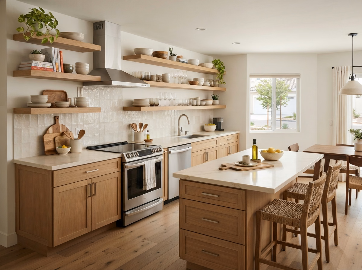 Open Shelf Cabinet Style in San Diego County.